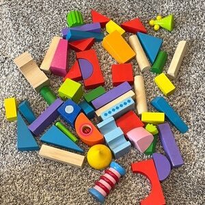 Colorful Wooden Building Blocks Set